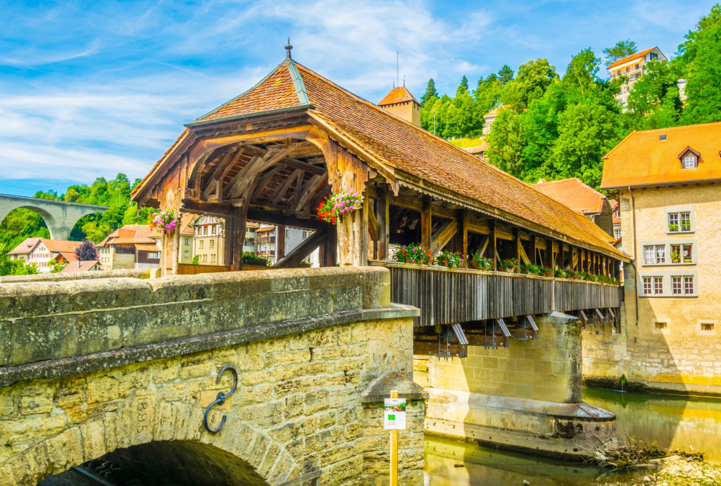 The Bern Bridge, Fribourg, Switzerland jigsaw puzzle in Bridges puzzles on TheJigsawPuzzles.com