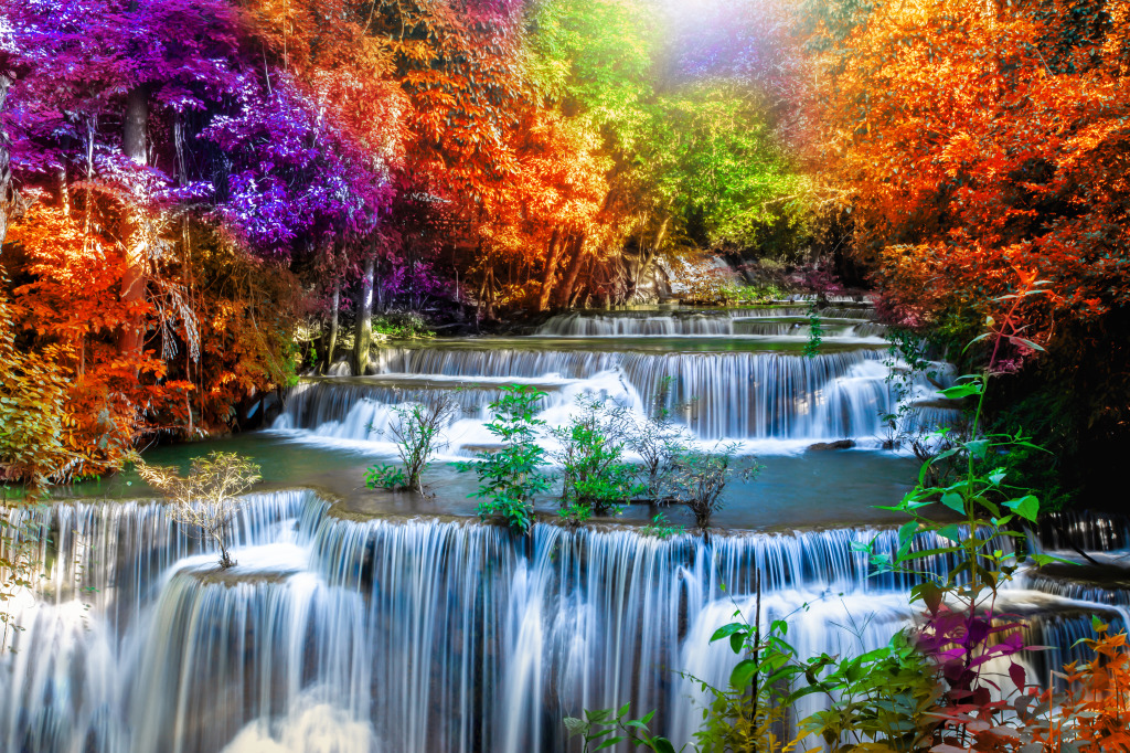 Huay Mae Kamin Waterfall, Thailand jigsaw puzzle in Waterfalls puzzles on TheJigsawPuzzles.com