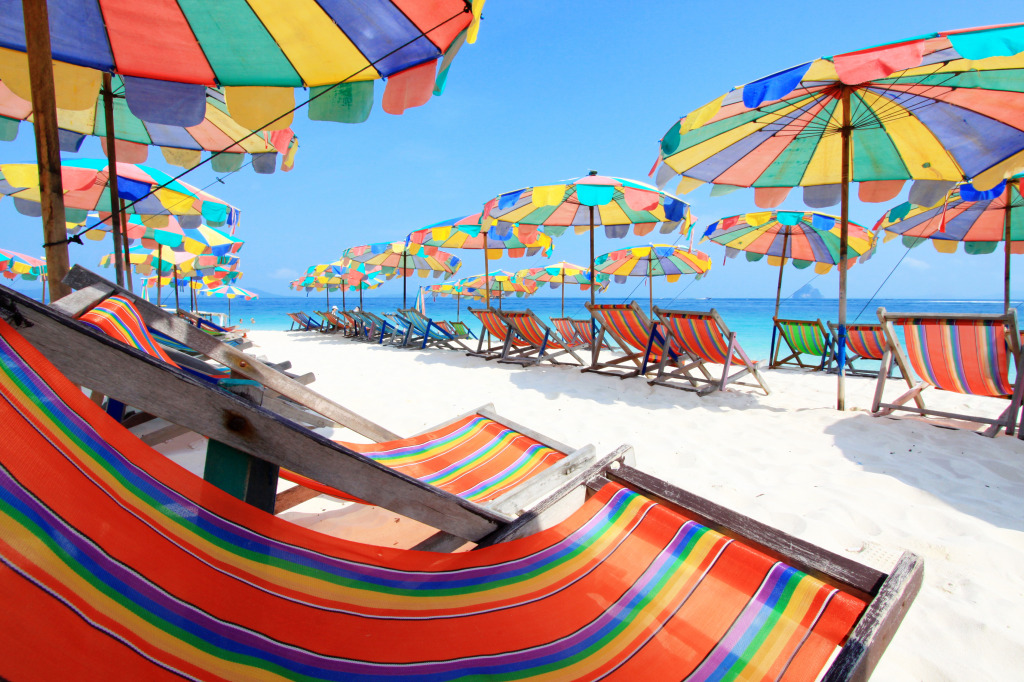 Beach Chairs and Umbrellas jigsaw puzzle in Puzzle of the Day puzzles on TheJigsawPuzzles.com