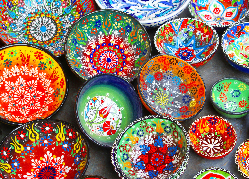 Hand Painted Ceramic Bowls jigsaw puzzle in Handmade puzzles on TheJigsawPuzzles.com