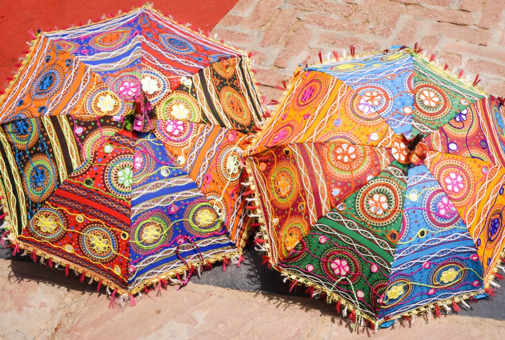 Parasols in Jammu and Kashmir, India jigsaw puzzle in Handmade puzzles on TheJigsawPuzzles.com