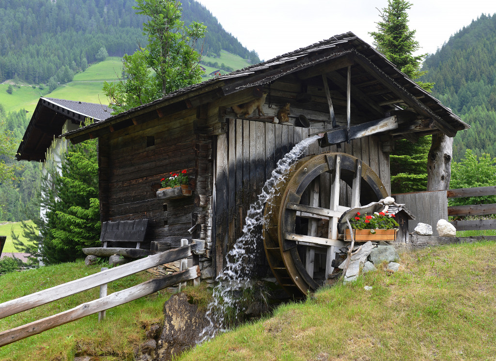 Old Water Mill in the Mountains jigsaw puzzle in Waterfalls puzzles on TheJigsawPuzzles.com