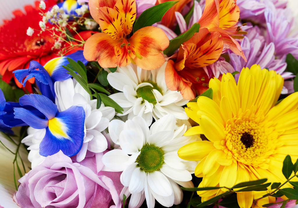 Bouquet of Bright Flowers jigsaw puzzle in Puzzle of the Day puzzles on TheJigsawPuzzles.com