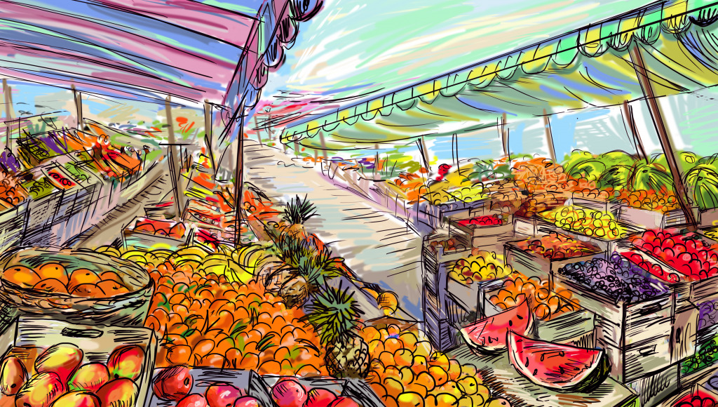 Fruit Market jigsaw puzzle in Fruits & Veggies puzzles on TheJigsawPuzzles.com