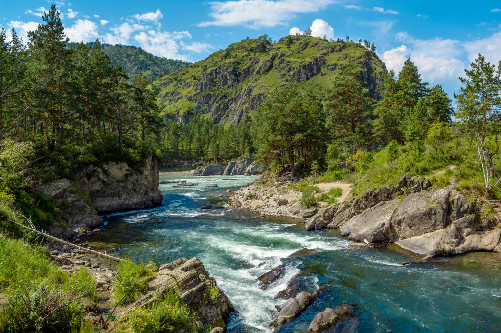 Katun River, Altai Mountains, Siberia jigsaw puzzle in Waterfalls puzzles on TheJigsawPuzzles.com