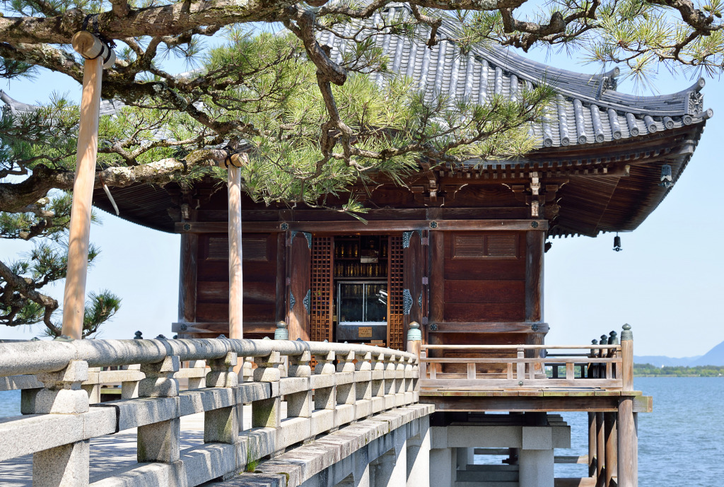 Ukimido Temple, Lake Biwa, Japan jigsaw puzzle in Bridges puzzles on TheJigsawPuzzles.com