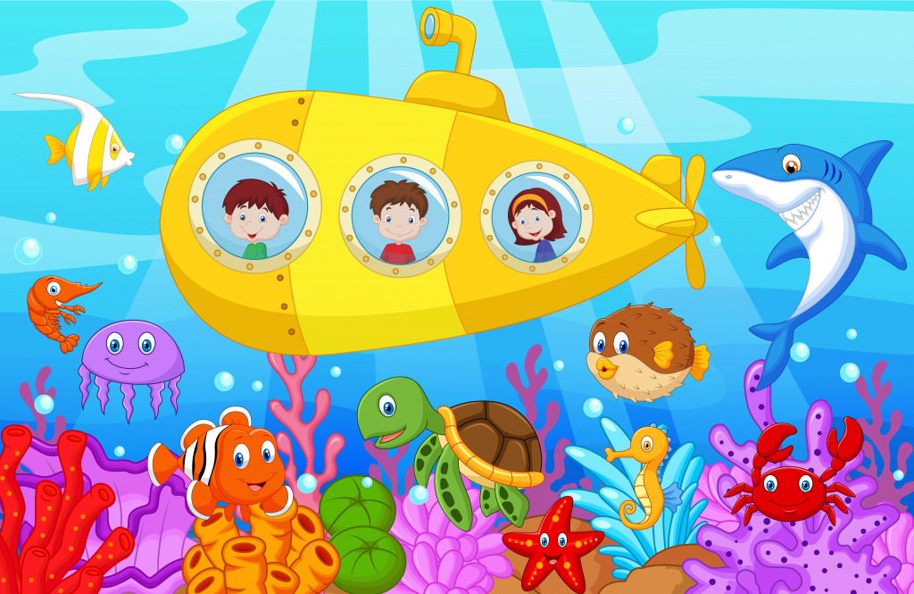 Happy Kids in the Submarine jigsaw puzzle in Under the Sea puzzles on TheJigsawPuzzles.com