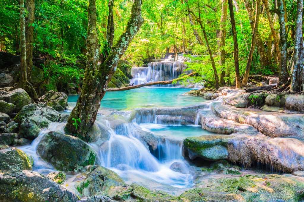 Erawan Waterfall, Thailand jigsaw puzzle in Waterfalls puzzles on TheJigsawPuzzles.com