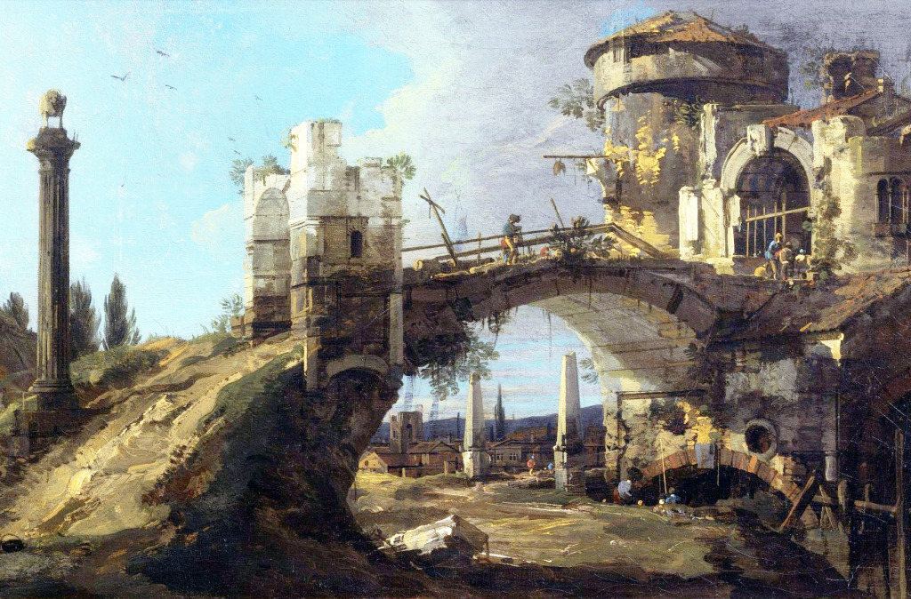 Capriccio: Ruined Bridge with Figures jigsaw puzzle in Bridges puzzles on TheJigsawPuzzles.com