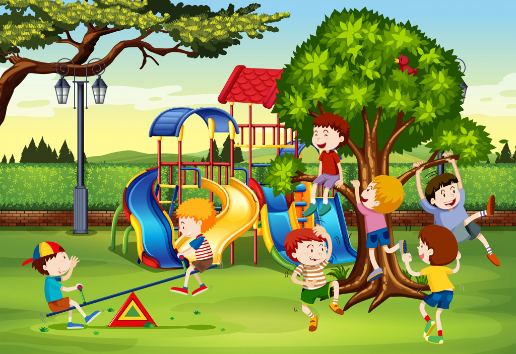 Kids Playing in the Park jigsaw puzzle in Kids Puzzles puzzles on TheJigsawPuzzles.com