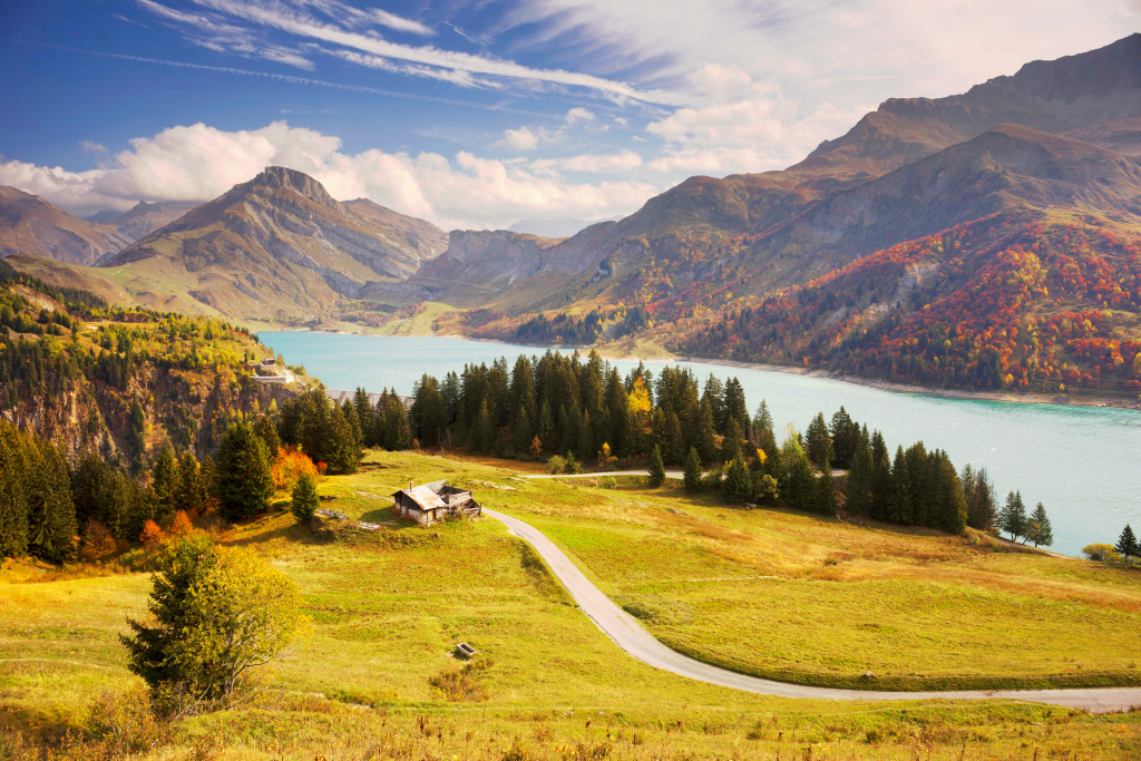 Roselend Lake, Auvergne-Rhone-Alpes, France jigsaw puzzle in Great Sightings puzzles on TheJigsawPuzzles.com