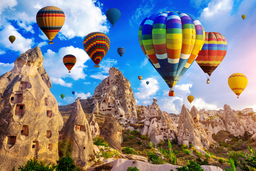 Hot Air Balloons Over Cappadocia, Turkey jigsaw puzzle in Puzzle of the Day puzzles on TheJigsawPuzzles.com