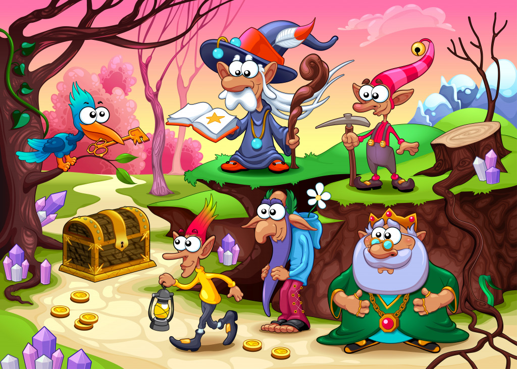 Dwarfs Searching for the Treasure jigsaw puzzle in Kids Puzzles puzzles on TheJigsawPuzzles.com