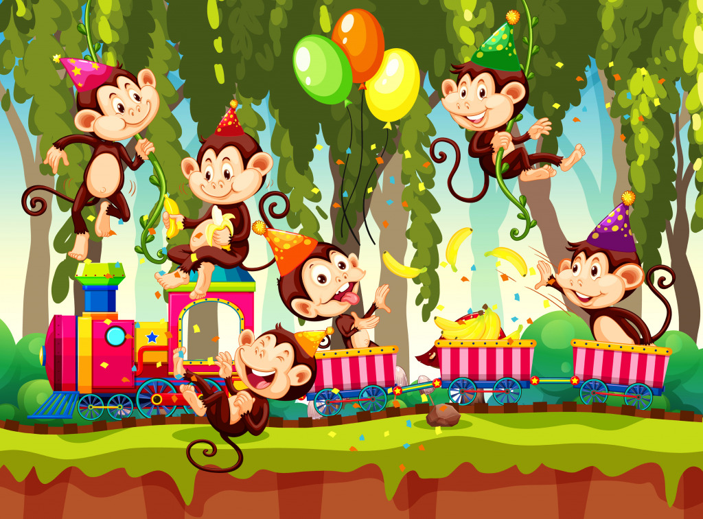 Party Monkeys jigsaw puzzle in Kids Puzzles puzzles on TheJigsawPuzzles.com