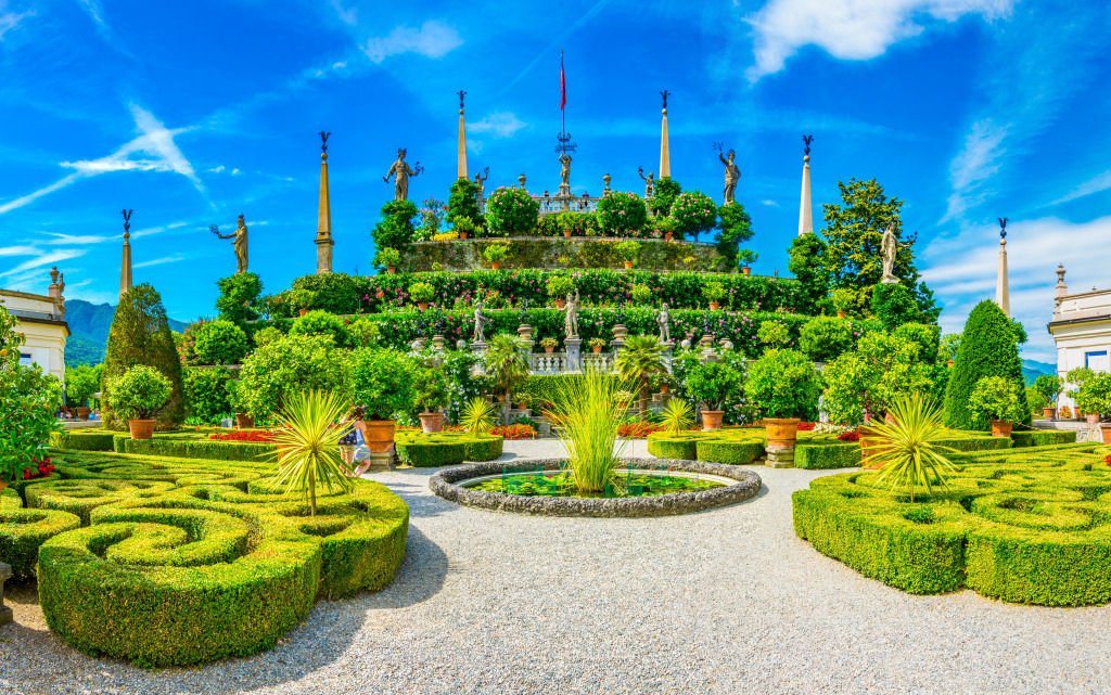 Borromeo Palace Gardens, Isola Bella, Italy jigsaw puzzle in Waterfalls puzzles on TheJigsawPuzzles.com