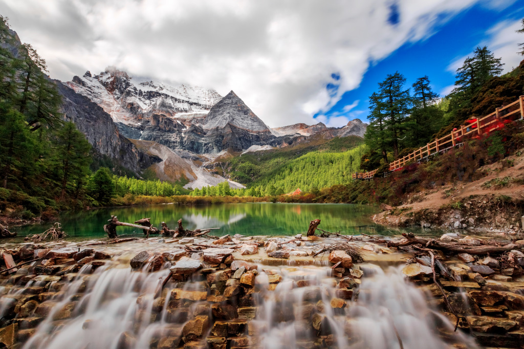 Daocheng Yading, Sichuan, China jigsaw puzzle in Waterfalls puzzles on TheJigsawPuzzles.com