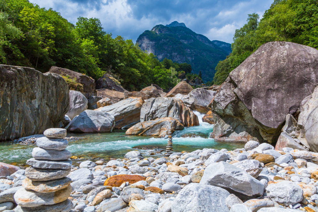 Verzasca Valley, Ticino, Switzerland jigsaw puzzle in Waterfalls puzzles on TheJigsawPuzzles.com