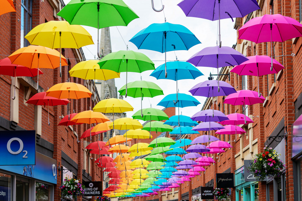 Umbrella Street, Durham, UK jigsaw puzzle in Puzzle of the Day puzzles on TheJigsawPuzzles.com