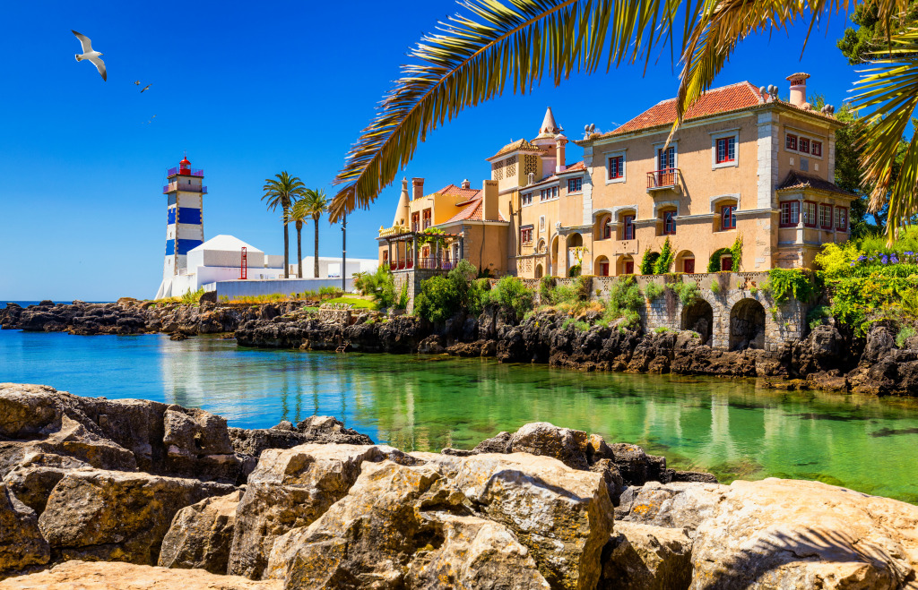 Santa Marta Lighthouse, Cascais, Portugal jigsaw puzzle in Puzzle of the Day puzzles on TheJigsawPuzzles.com