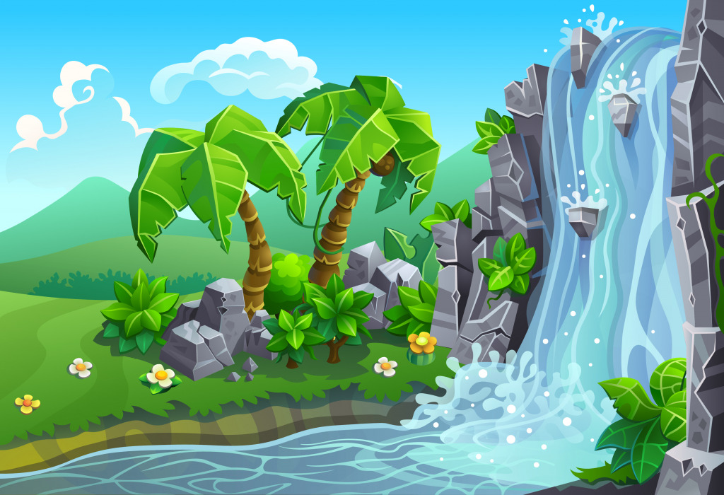 Waterfall In the Jungle jigsaw puzzle in Waterfalls puzzles on TheJigsawPuzzles.com