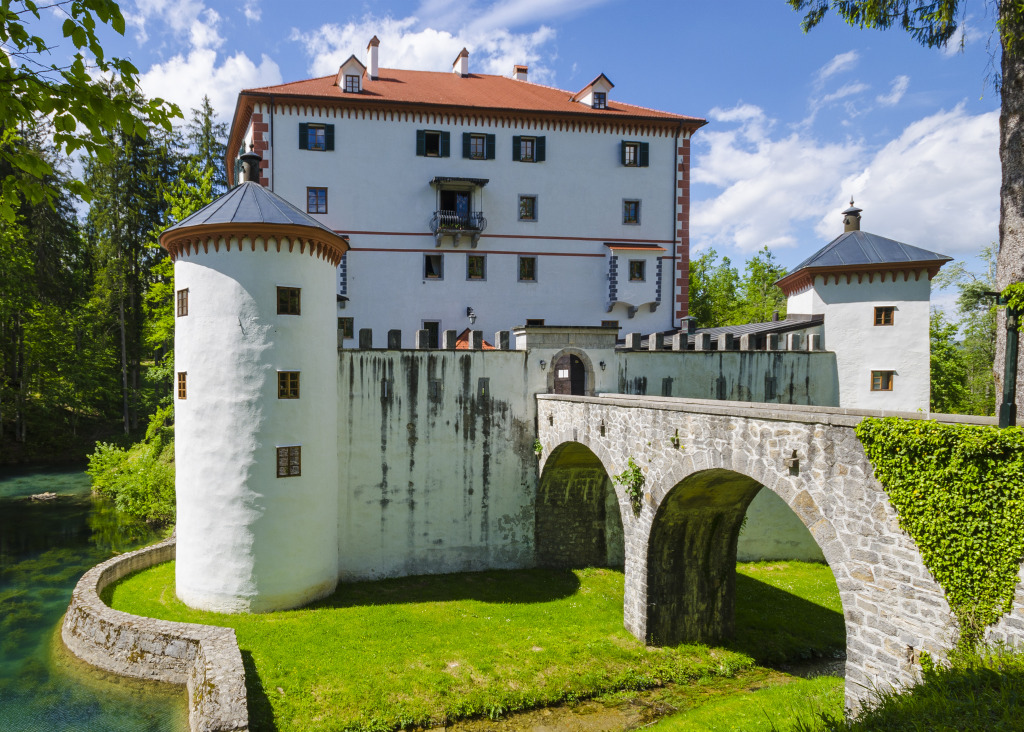 Castle Sneznik and Bridge, Slovenia jigsaw puzzle in Castles puzzles on TheJigsawPuzzles.com