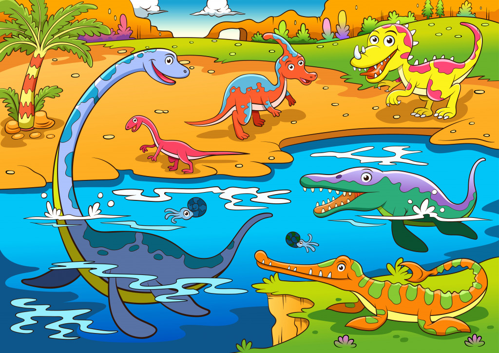 Cute Dinosaurs jigsaw puzzle in Kids Puzzles puzzles on TheJigsawPuzzles.com