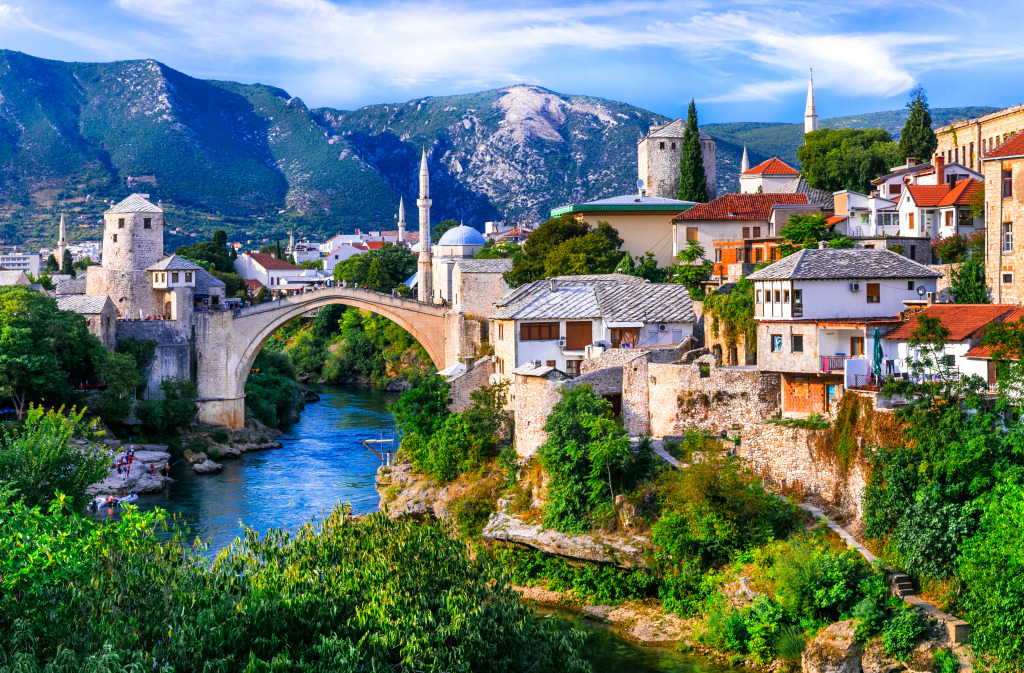Mostar Old Town, Bosnia and Herzegovina jigsaw puzzle in Puzzle of the Day puzzles on TheJigsawPuzzles.com