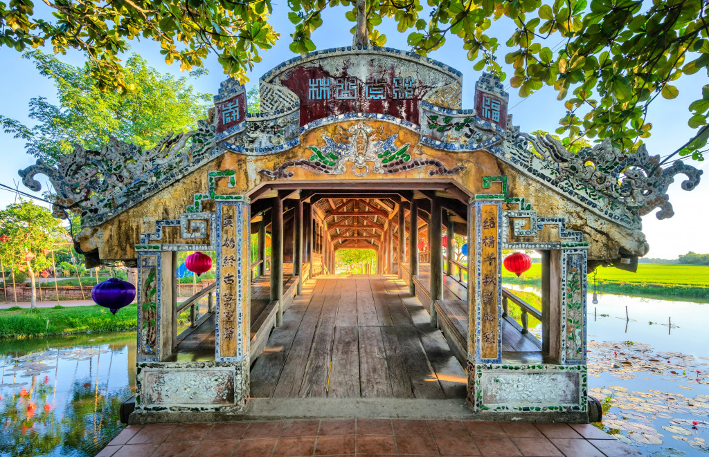 Thanh Toan Tile Bridge, Hue, Vietnam jigsaw puzzle in Bridges puzzles on TheJigsawPuzzles.com