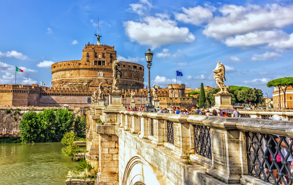 Sant'Angelo Bridge over the Tiber River, Rome jigsaw puzzle in Bridges puzzles on TheJigsawPuzzles.com