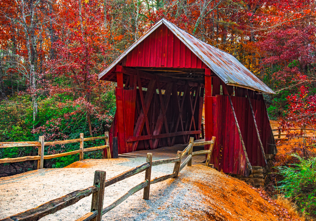 Campbells Covered Bridge near Greenville SC jigsaw puzzle in Bridges puzzles on TheJigsawPuzzles.com