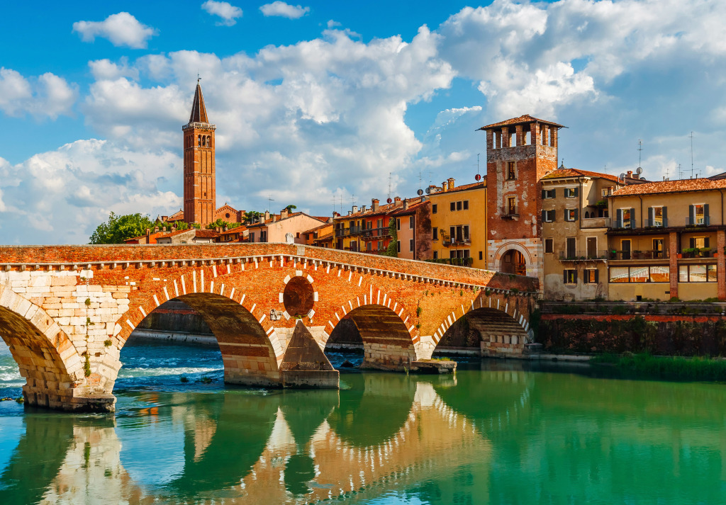 Ponte Pietra Bridge, Verona, Italy jigsaw puzzle in Bridges puzzles on TheJigsawPuzzles.com