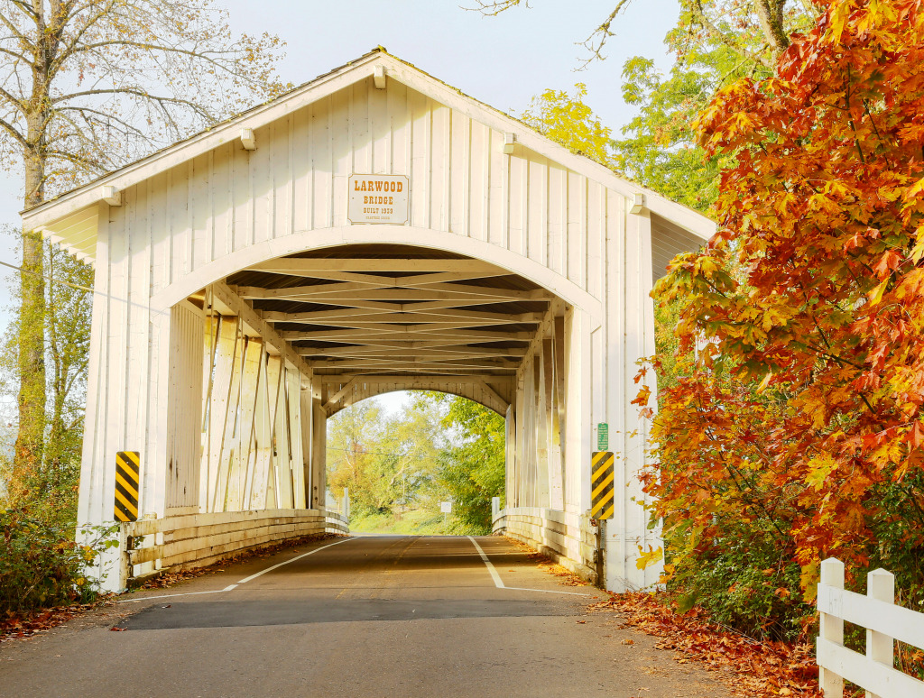 Larwood Covered Bridge near Scio, Oregon jigsaw puzzle in Bridges puzzles on TheJigsawPuzzles.com