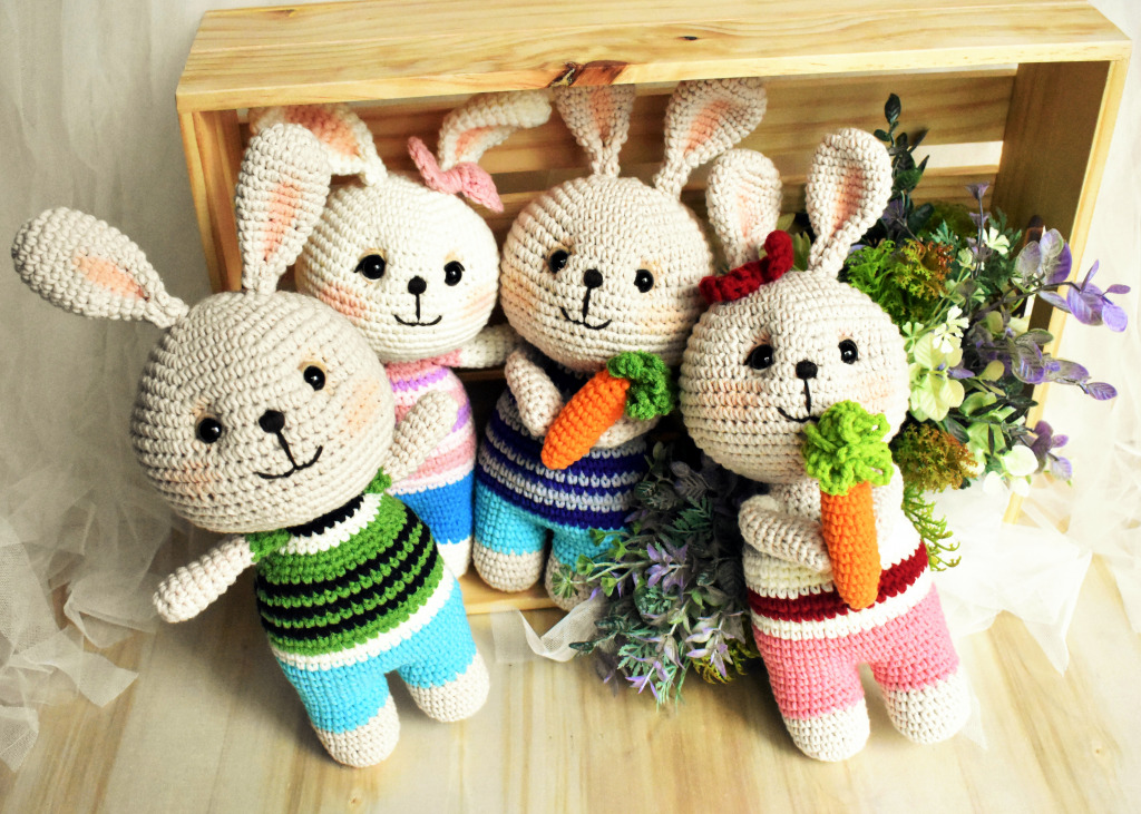 Crochet Bunnies jigsaw puzzle in Handmade puzzles on TheJigsawPuzzles.com