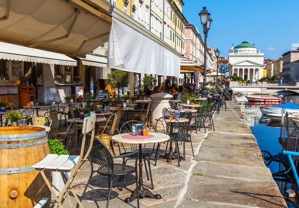 Street Cafe in Trieste, Italy jigsaw puzzle in Food & Bakery puzzles on TheJigsawPuzzles.com