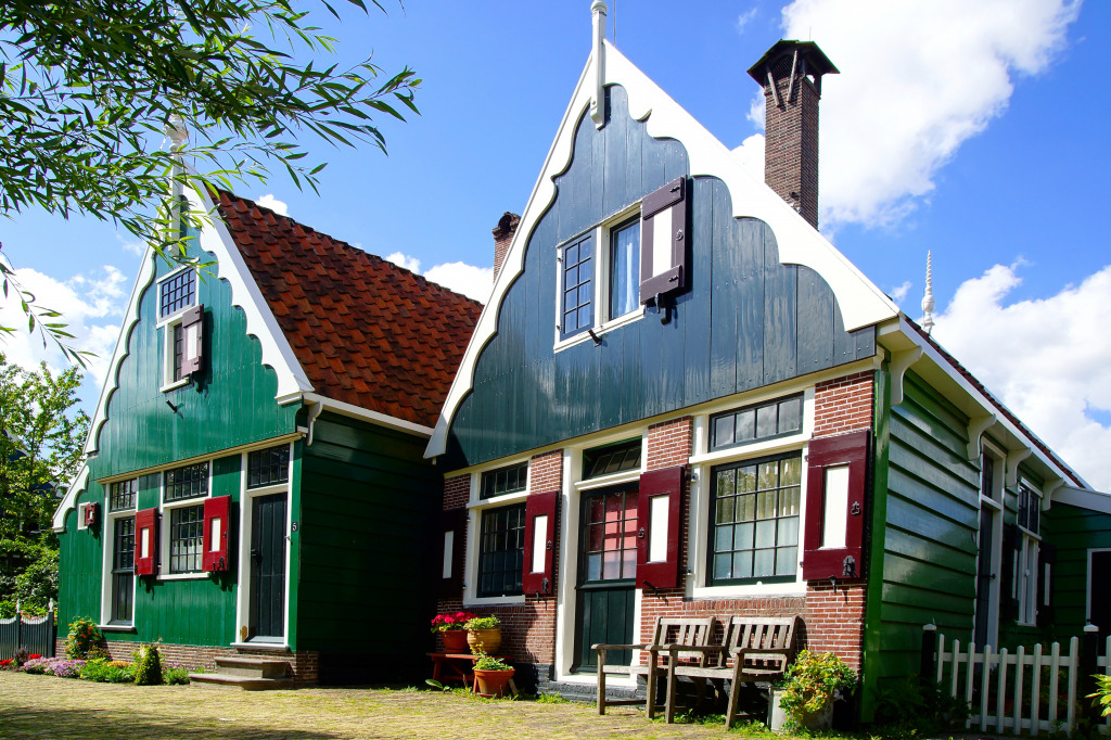 Zaanse Schans Museum Village, The Netherlands jigsaw puzzle in Street View puzzles on TheJigsawPuzzles.com
