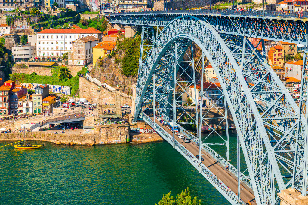 Dom Luis I Steel Bridge, Porto, Portugal jigsaw puzzle in Bridges puzzles on TheJigsawPuzzles.com