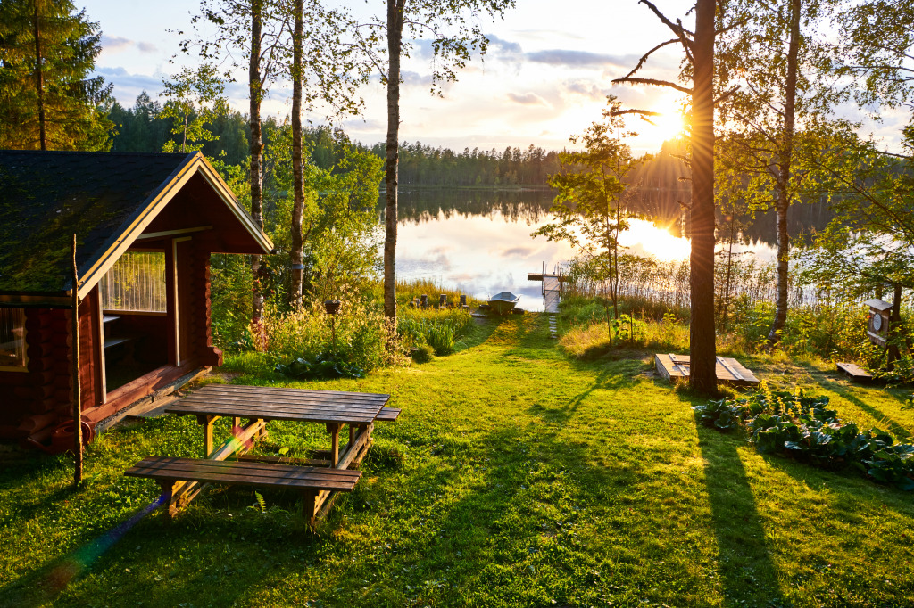 Cabin on the Lake in Finland jigsaw puzzle in Great Sightings puzzles on TheJigsawPuzzles.com