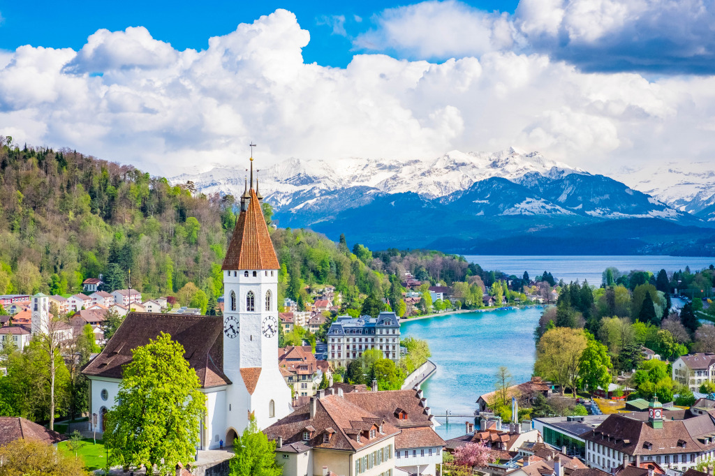 Thun Old Town, Swiss Alps jigsaw puzzle in Great Sightings puzzles on TheJigsawPuzzles.com