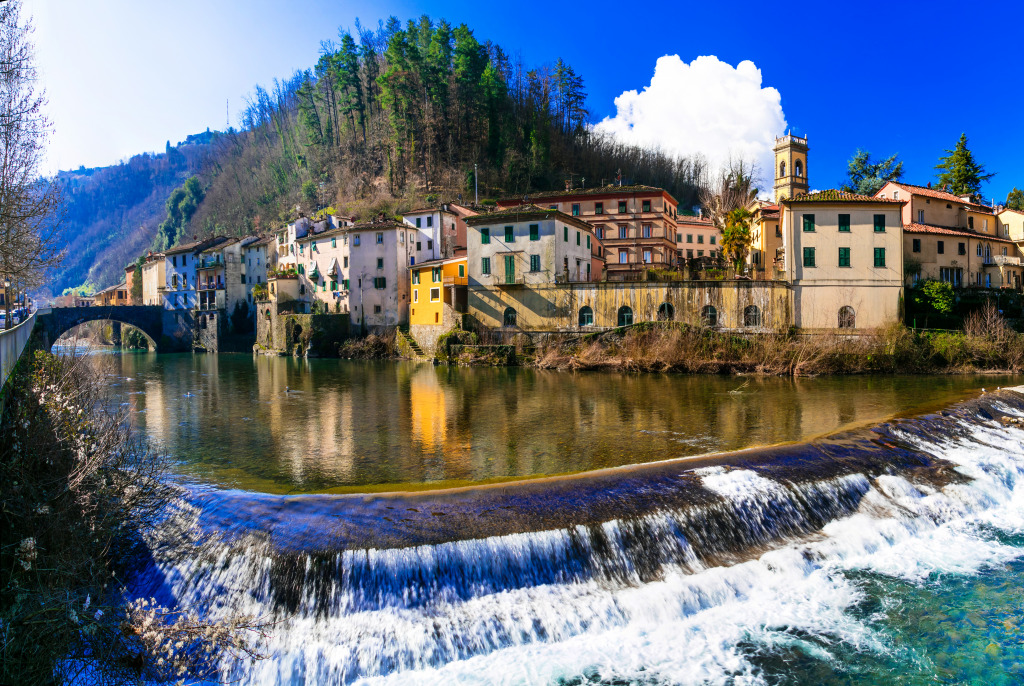 Bagni di Lucca Village, Tuscany, Italy jigsaw puzzle in Waterfalls puzzles on TheJigsawPuzzles.com