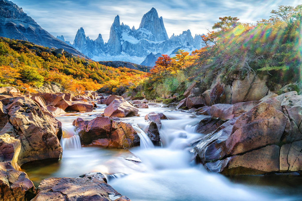 Fitz Roy Mountain, Patagonia, Argentina jigsaw puzzle in Waterfalls puzzles on TheJigsawPuzzles.com