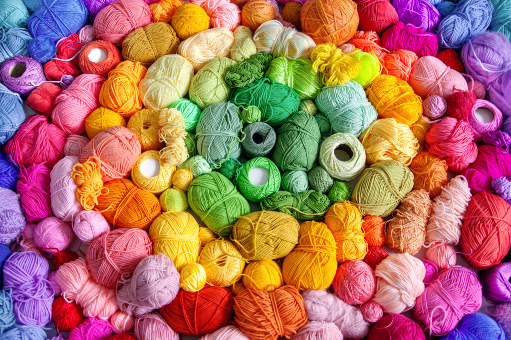 Colorful Balls of Wool and Cotton Yarn jigsaw puzzle in Puzzle of the Day puzzles on TheJigsawPuzzles.com