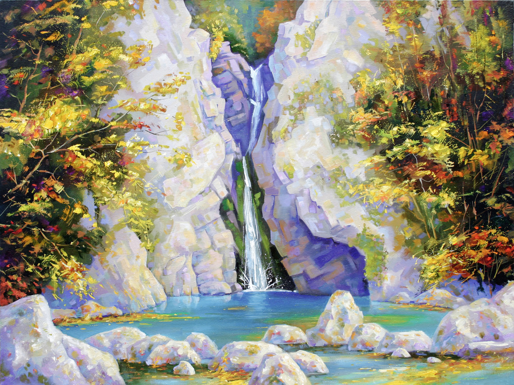 Waterfall on the River Agura jigsaw puzzle in Waterfalls puzzles on TheJigsawPuzzles.com