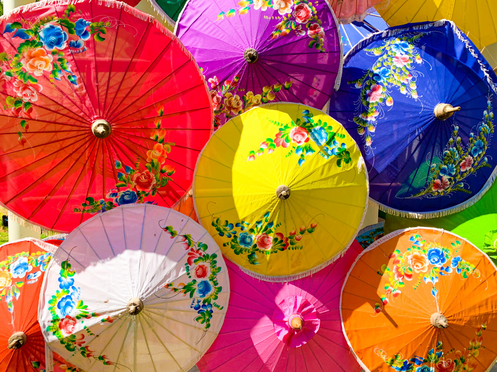 Vietnamese Traditional Umbrellas jigsaw puzzle in Macro puzzles on TheJigsawPuzzles.com