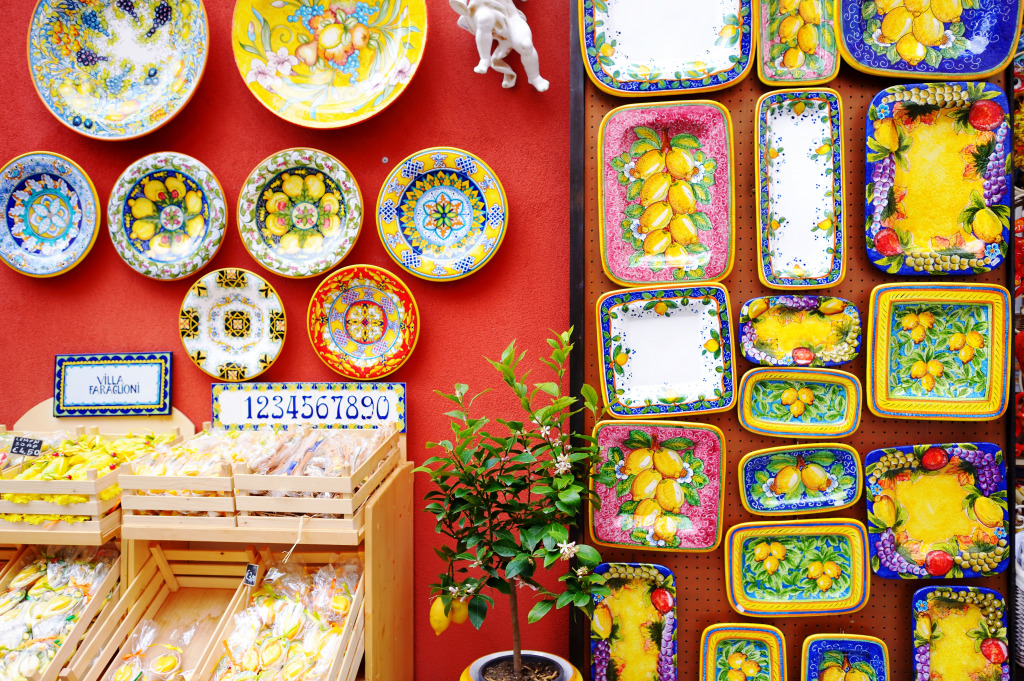 Ceramic Souvenirs in Positano, Italy jigsaw puzzle in Puzzle of the Day puzzles on TheJigsawPuzzles.com