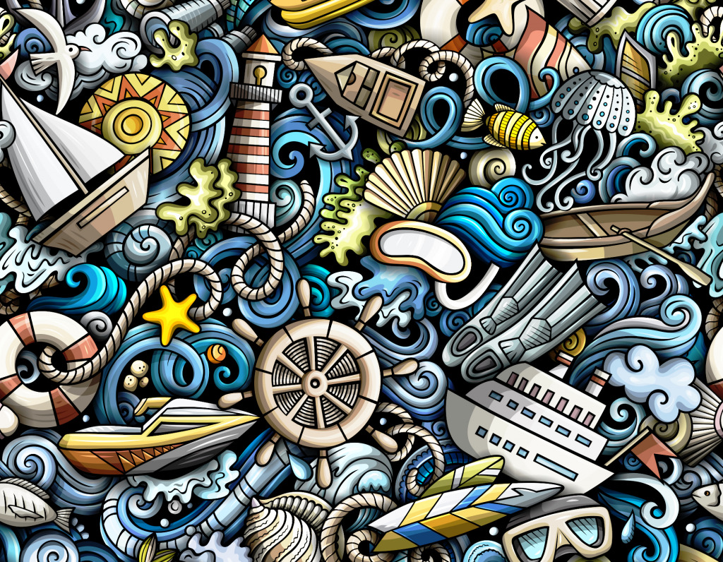 Maritime Doodles jigsaw puzzle in Puzzle of the Day puzzles on TheJigsawPuzzles.com