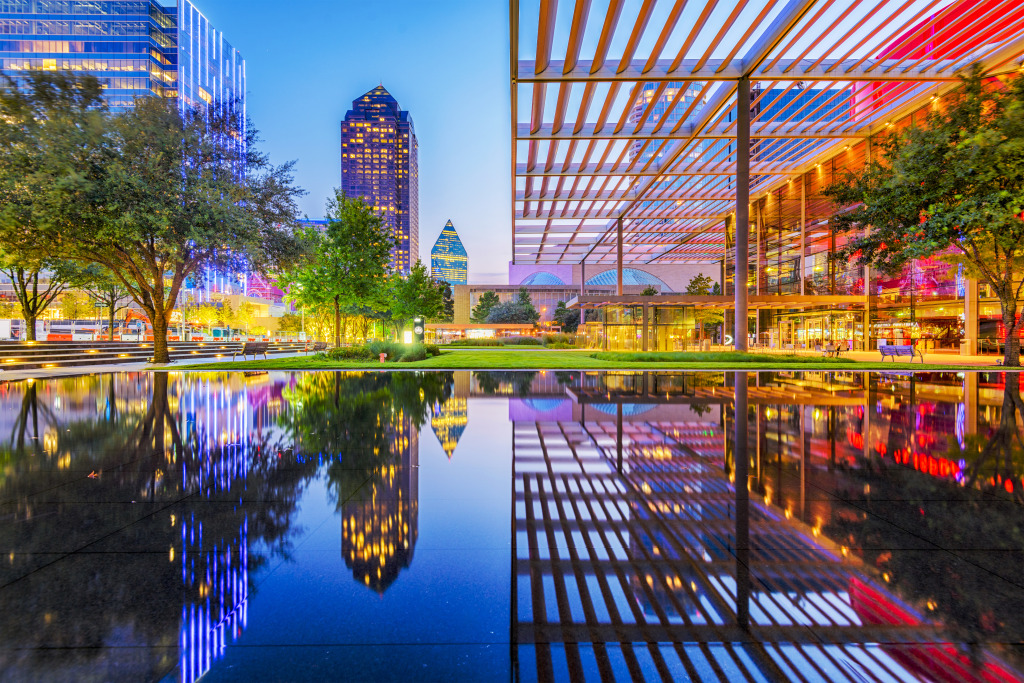 Dallas Downtown Cityscape at Twilight jigsaw puzzle in Great Sightings puzzles on TheJigsawPuzzles.com