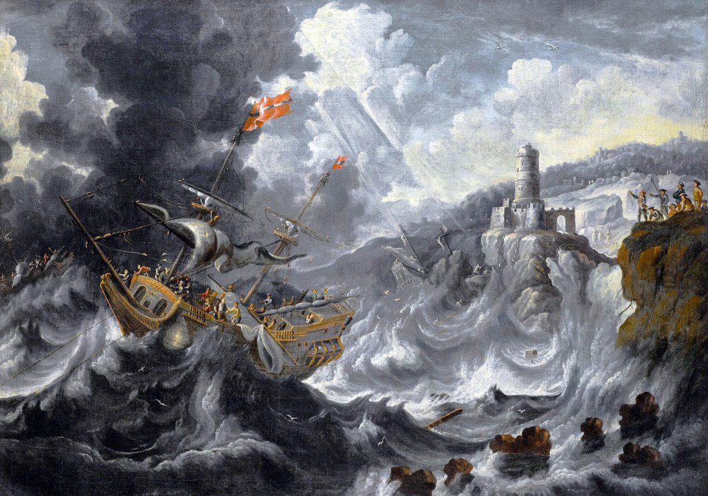 Shipping in a Tempestuous Sea jigsaw puzzle in Piece of Art puzzles on TheJigsawPuzzles.com