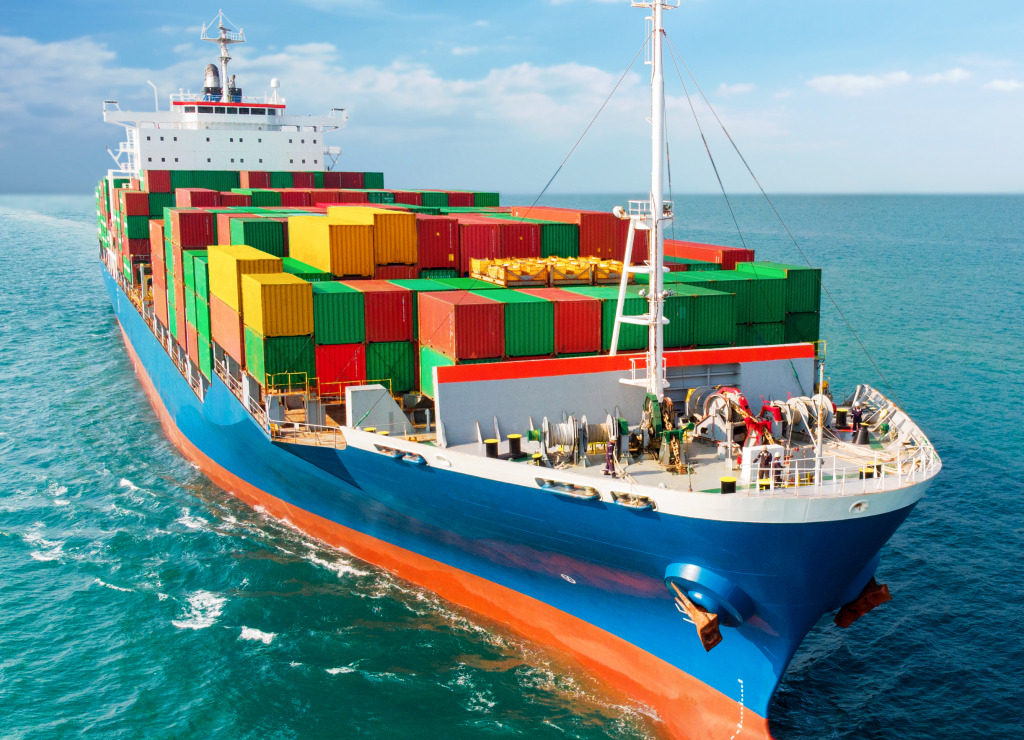 Cargo Ship Carrying Containers jigsaw puzzle in Puzzle of the Day puzzles on TheJigsawPuzzles.com