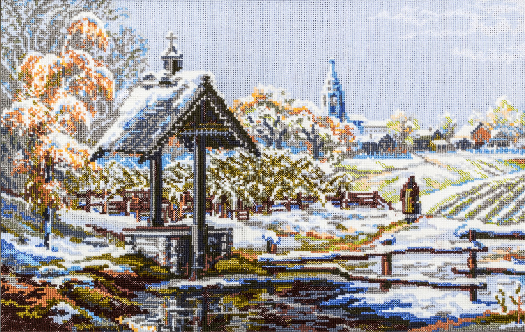 Embroidered Winter Landscape jigsaw puzzle in Handmade puzzles on TheJigsawPuzzles.com