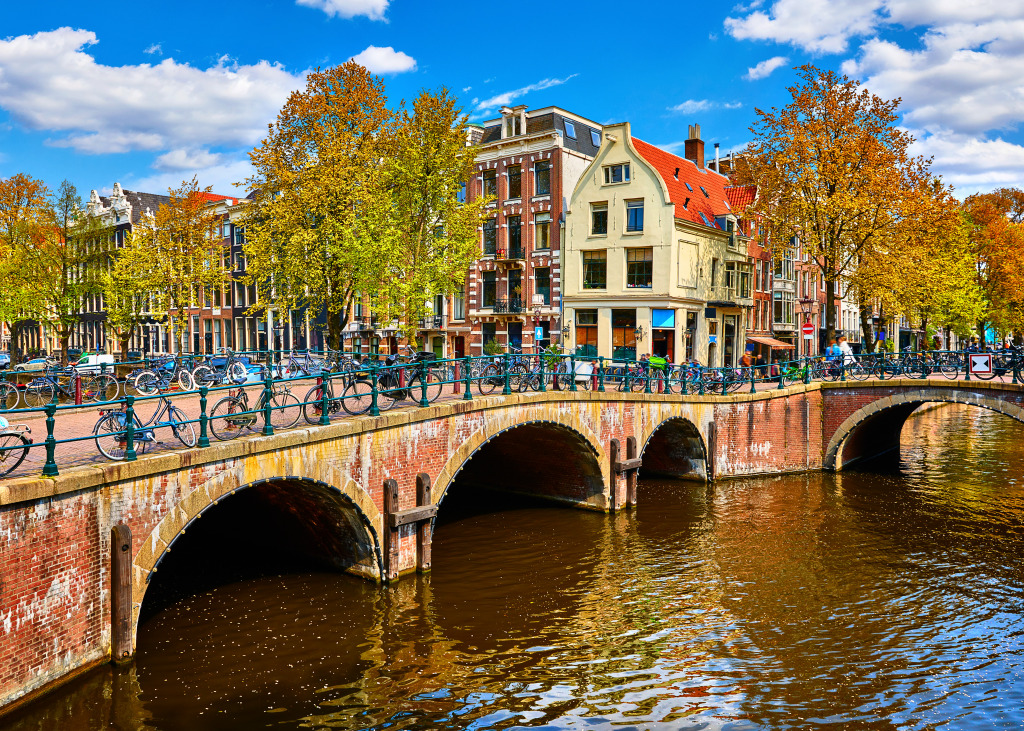 Canal in Amsterdam, The Netherlands jigsaw puzzle in Bridges puzzles on TheJigsawPuzzles.com